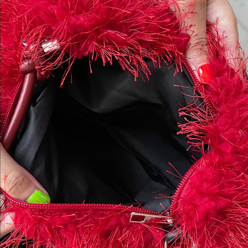 Red and Black Fuzzy Handbags - Picture 5 of 5